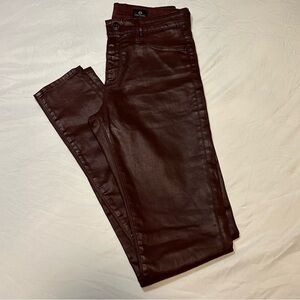 Worn Once! AG Jeans - Farrah Skinny Maroon Faux Leather High Rise | Size: 26R